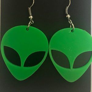 Green Alien Face Earrings, Area51, Outerspace